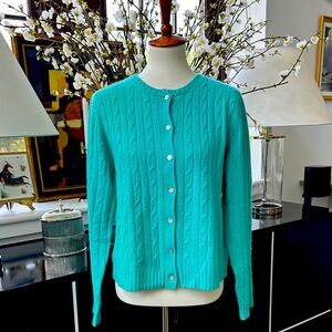 J. McLaughlin Boxy Cable Knit Cardigan MINT GREEN Size L